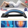 Back Massage Stretching Device Multi-Level Lumbar Spinal Support Stretcher Herniated Disc Upper Lower Back Pain Relief - Black & Blue