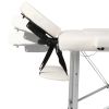 Cream White Foldable Massage Table 2 Zones with Aluminum Frame - White