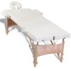 Cream White Foldable Massage Table 3 Zones with Wooden Frame - White