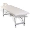 Creme White Foldable Massage Table 4 Zones with Aluminum Frame - White