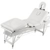 Creme White Foldable Massage Table 4 Zones with Aluminum Frame - White