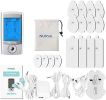 NURSAL EMS TENS Unit Muscle Stimulator, 24 Modes Rechargeable Electric Pulse Muscle Massager for Pain Relief (16 Thicker Pads) - White