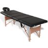 Black Foldable Massage Table 4 Zones with Wooden Frame - Black