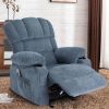 Vanbow.Recliner Chair Massage Heating sofa with USB and side pocket 2 Cup Holders (Blue) - as Pic