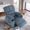 Vanbow.Recliner Chair Massage Heating sofa with USB and side pocket 2 Cup Holders (Blue) - as Pic