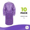 Disposable Gowns Pack of 10 Purple SMS Isolation Gowns Washable Large 45 gsm Full-Coverage Adult Surgical Gowns with Long Sleeves Knit Cuffs Waist PPE