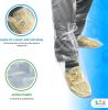 Pack of 100 Clear Low Density XXXL Size Polyethylene Disposable Boot Covers with Ties 2 Mil Thickness for Industrial Use Transparent Water-Resistant S