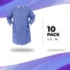 Disposable Gowns. Pack of 10 Blueberry Medical Lab Coats X-Large. 45 gsm SMS Surgical Gowns Non Sterile Unisex Disposable Scrubs with Long Sleeves; Kn