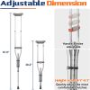 1 Pair Forearm Crutches, Universal Aluminum Non-Slip Crutches with Adjustable Height and Turning Arm Cuffs - KM3834