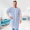 Disposable Lab Coat Medium. White Adult Lab Coat Disposable Unisex 30 gsm Polypropylene Isolation Gowns with 4 Snaps; Elastic Wrists. Non-Sterile Medi