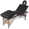 Black Foldable Massage Table 4 Zones with Wooden Frame - Black