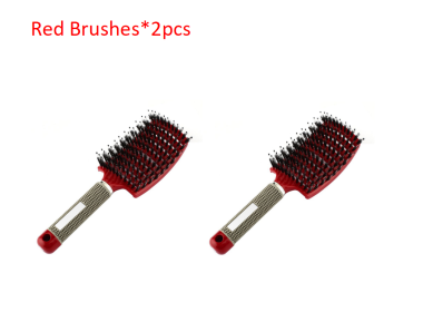 Hairbrush Anti Klit Brushy Haarborstel Women Detangler Hair Brush Bristle Nylon Scalp Massage Teaser Hair Brush Comb (Option: Red-2pcs)