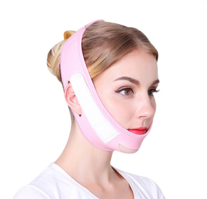 Face Slim V-Line Lift Up Mask Cheek Chin Neck Slimming Thin Belt Strap Beauty Delicate Facial Thin Face Mask Slimming Bandage (Option: Pink white)